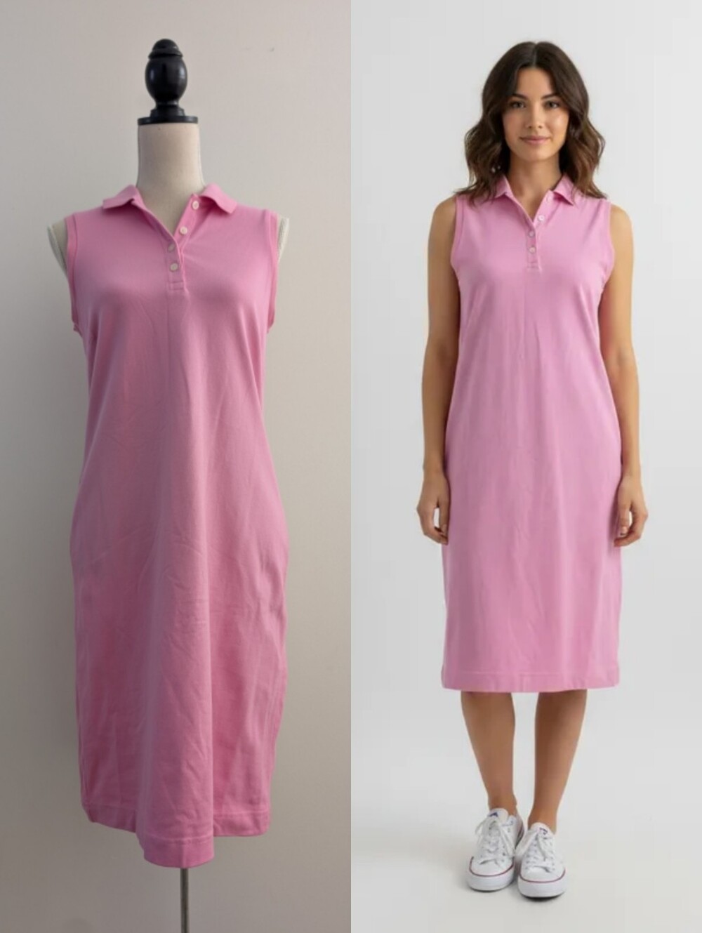 Like new LL Bean Pink Sleeveless Polo Dress Sz S